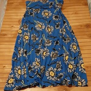 LuLaRoe Blue Maxi Skirt with Floral Print